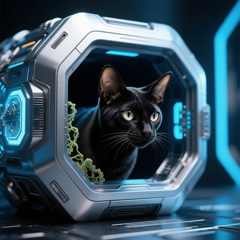 Cat Ocicat Head Sticking Out Of Box Science Fiction