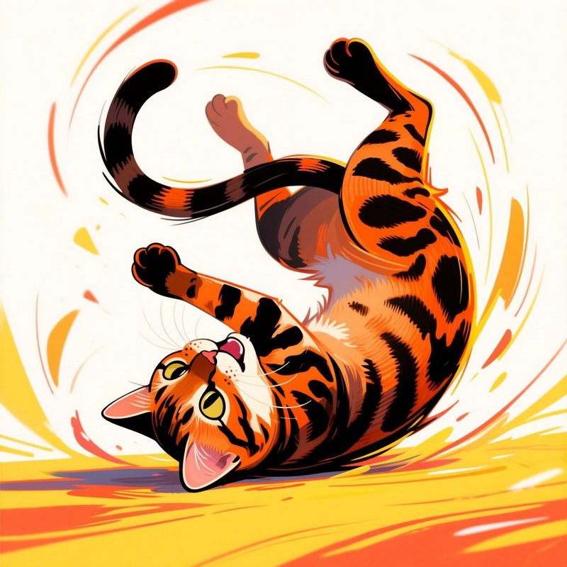Cat Ocicat Rolling Over Playfully Artwork