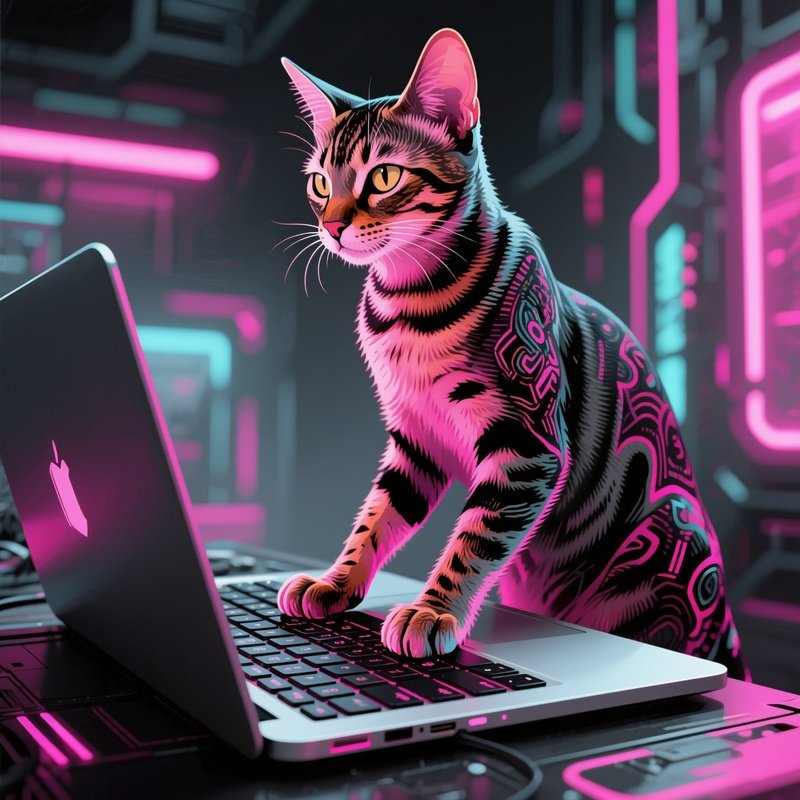 Cat Octicat Standing On Laptop Keyboard Digital Art
