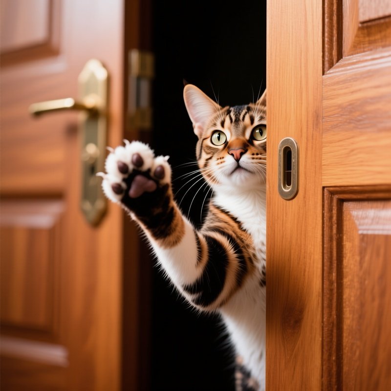 Cat Paw Reaching Under Door