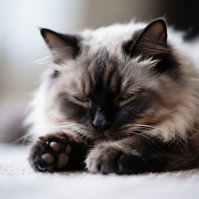 Cat-Persian-Chin-Resting-On-A-Paw
