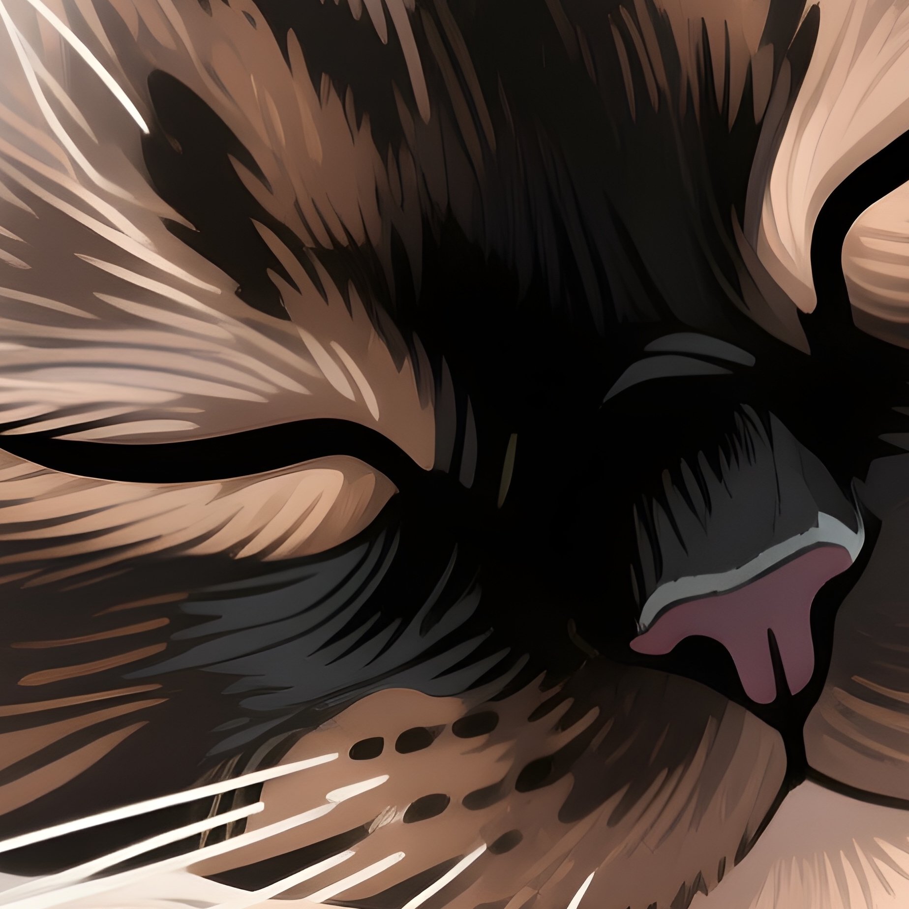 Cat Persian Chin Resting on a paw Illustration - Full Resolution Quality Preview