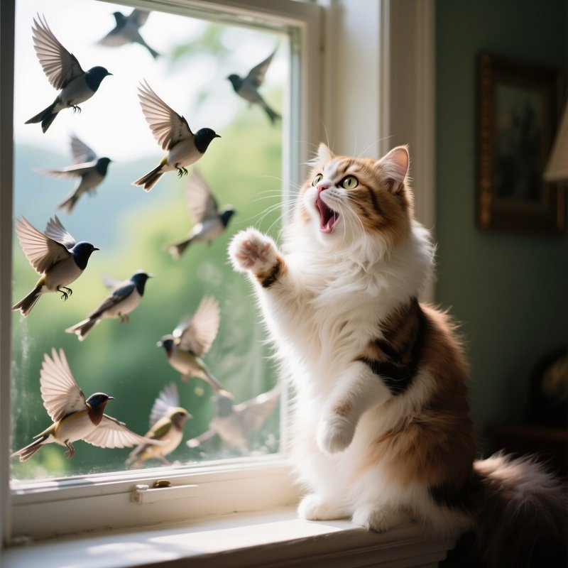Cat-Persian-Chirping-At-Birds-Through-Window-1