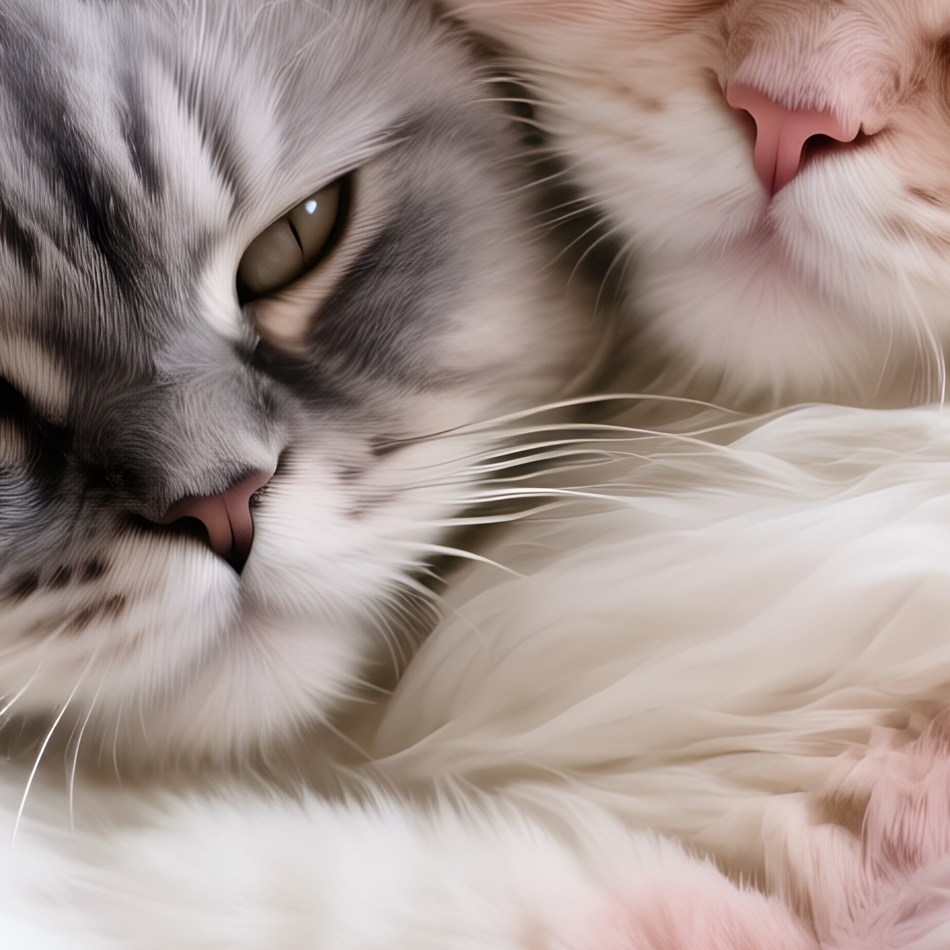 Cat Persian Cuddled Up With Another Cat - Full Resolution Quality Preview