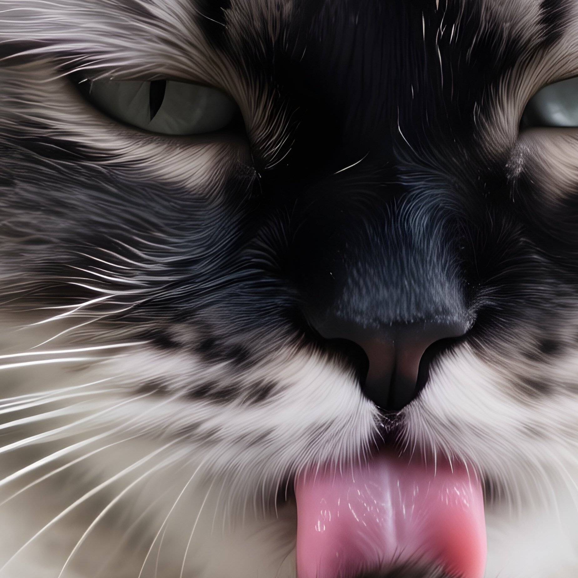 Cat Persian Licking Paw Wiping Face - Full Resolution Quality Preview