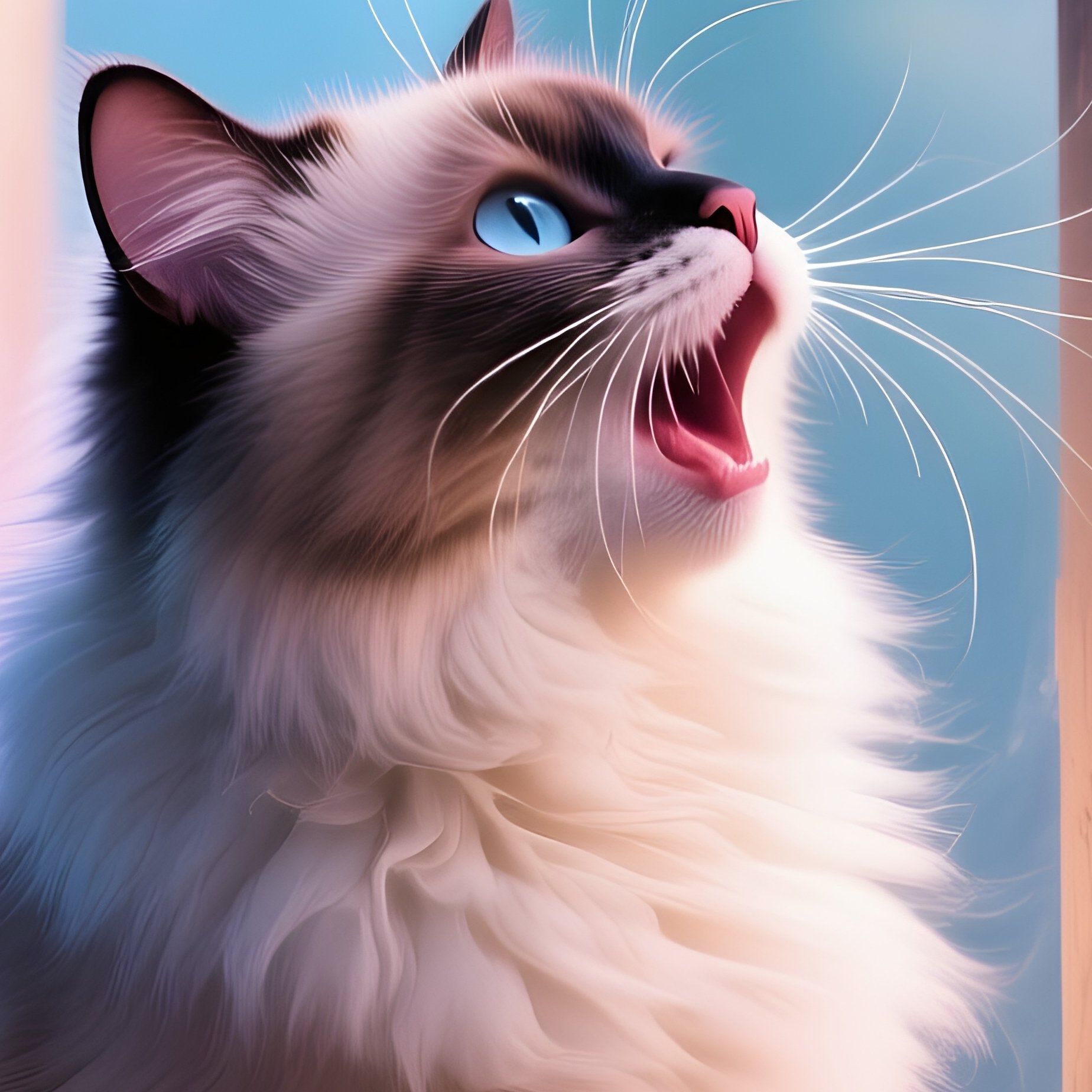 Cat Ragamuffin Chirping At Birds Through The Window Fantasy - Full Resolution Quality Preview