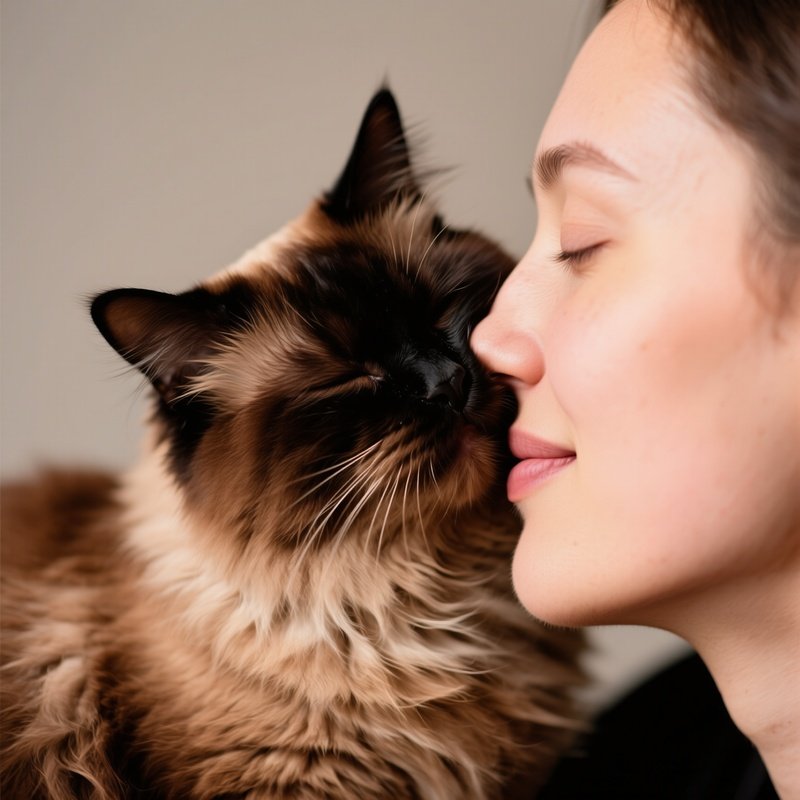 Cat Ragamuffin Rubbing Face On Person