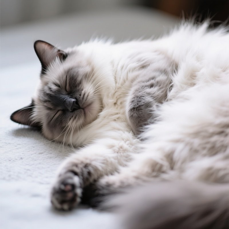 Cat Ragamuffin Sleeping Back Belly Exposed