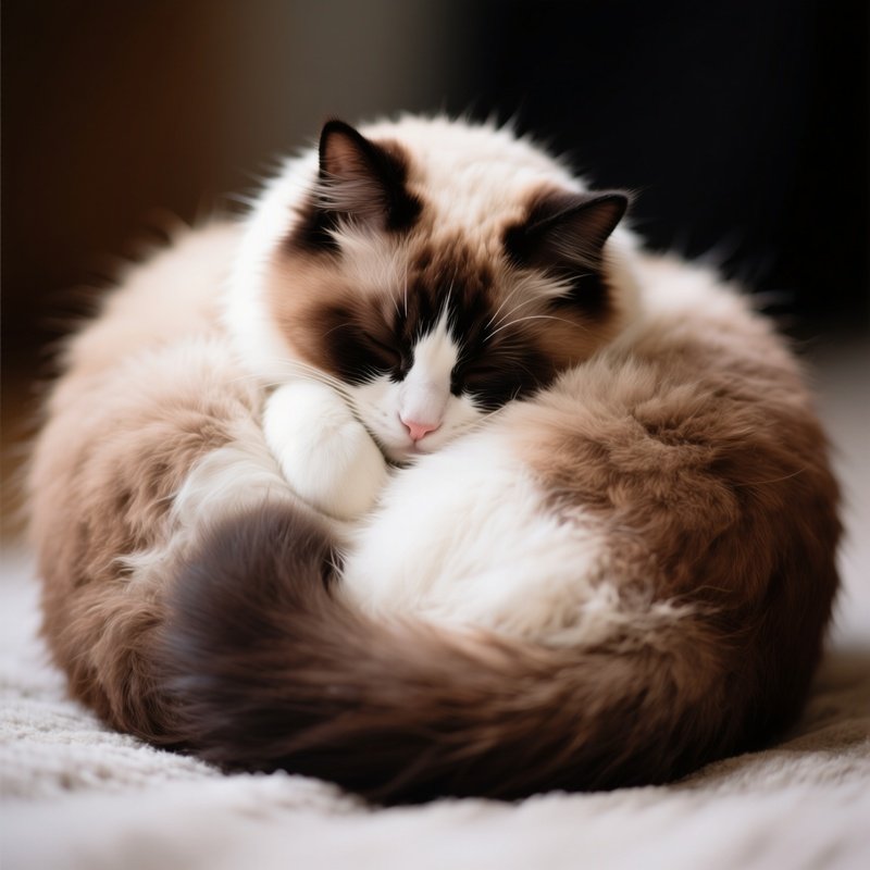 Cat Ragdoll Curling Into A Perfect Ball