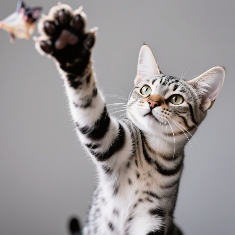 Cat Savannah Batting At Something With One Paw