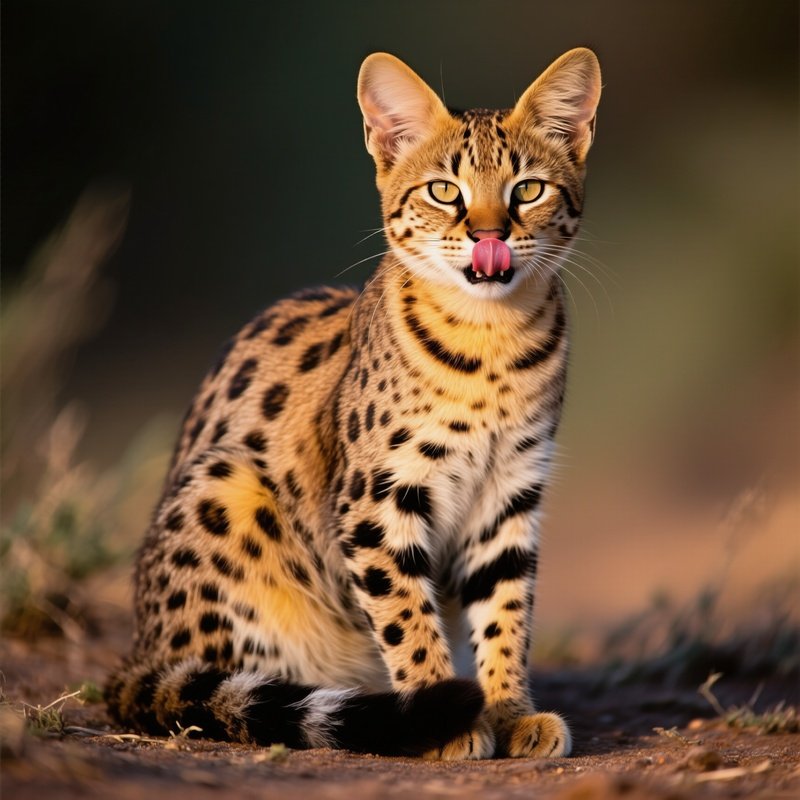 Cat Savannah Tongue Out