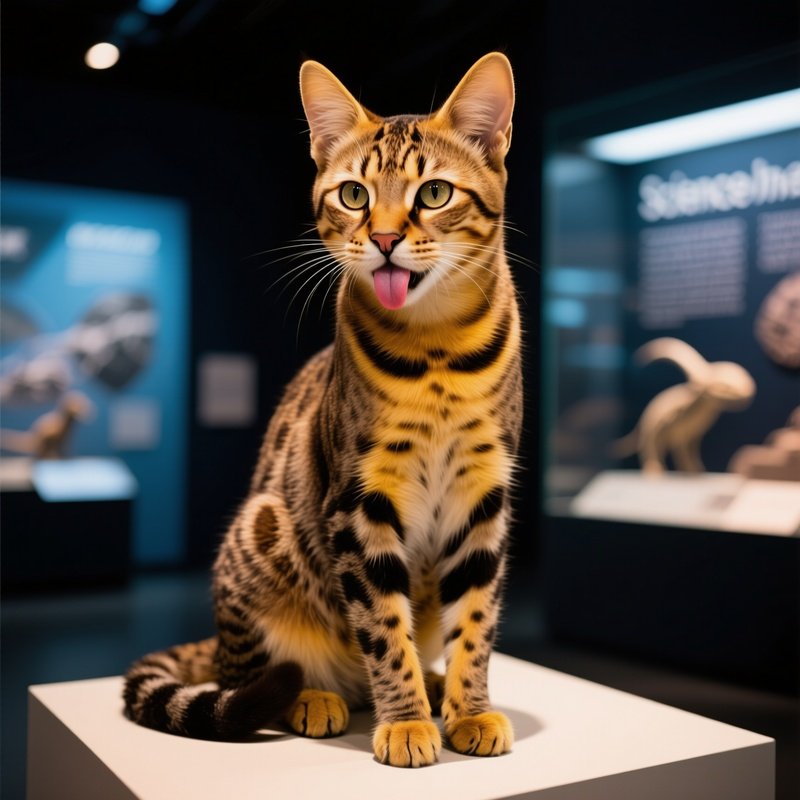 Cat Savannah Tongue Out Science