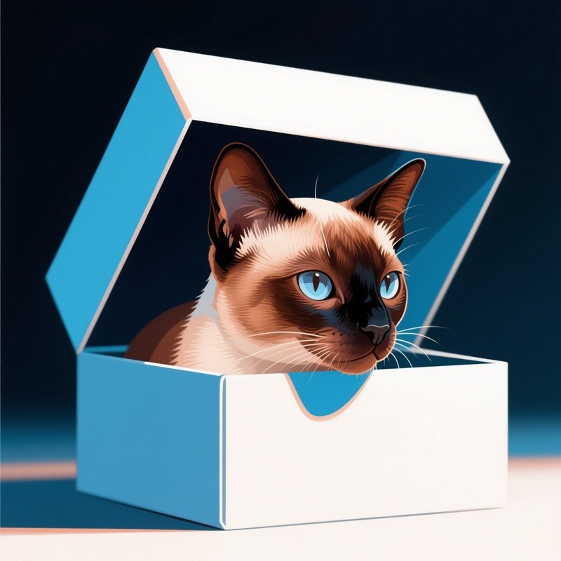 Cat Siamese Head Sticking Out Of Box Digital Art