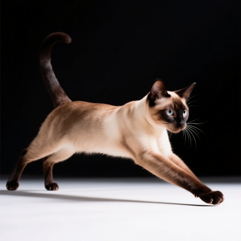 Cat Siamese One Paw Stretched Out Dramatically