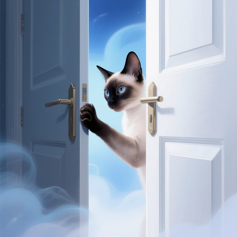 Cat Siamese Paw Reaching Out From Under Door 02