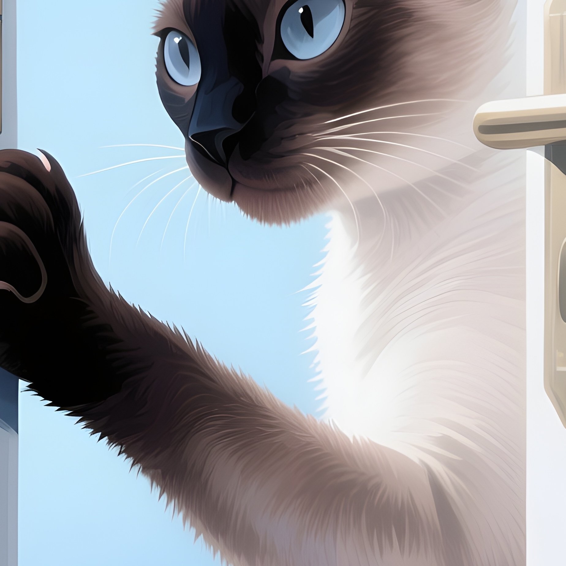 Cat Siamese Paw Reaching Out From Under Door 02 - Full Resolution Quality Preview