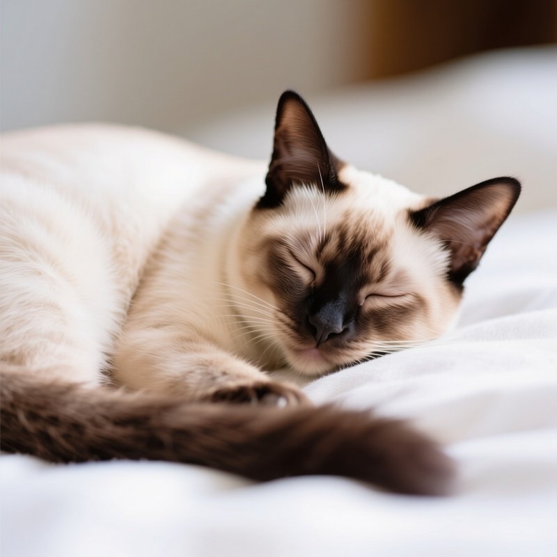 Cat Siamese Purring With Eyes Half Closed