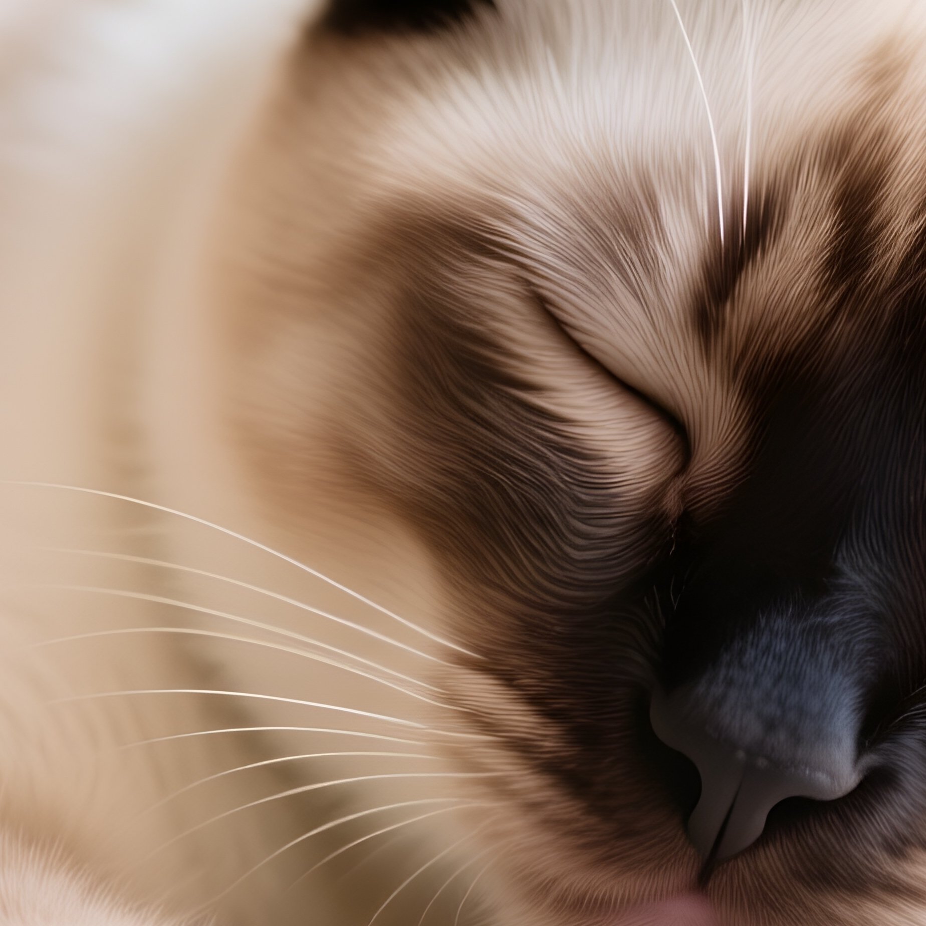 Cat Siamese Purring With Eyes Half Closed - Full Resolution Quality Preview