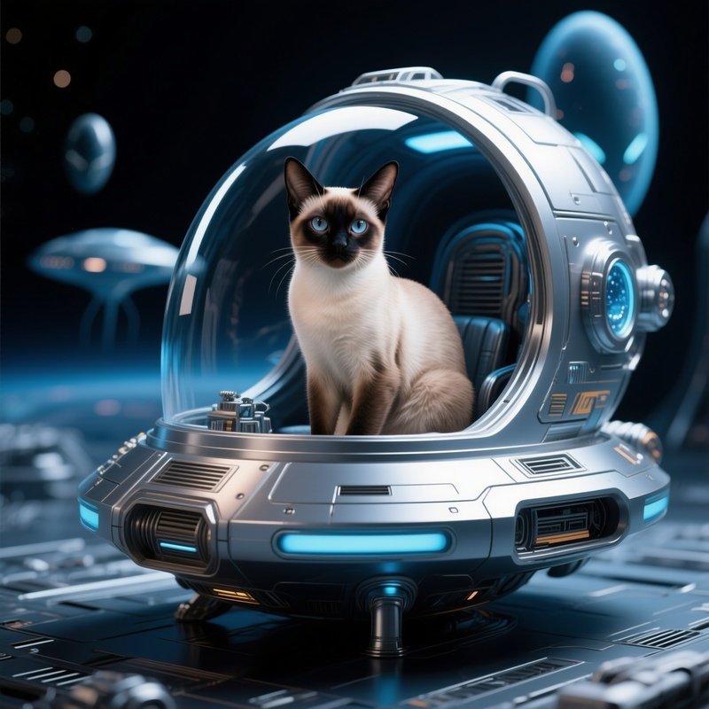 Cat Siamese Seated Small Container Science Fiction