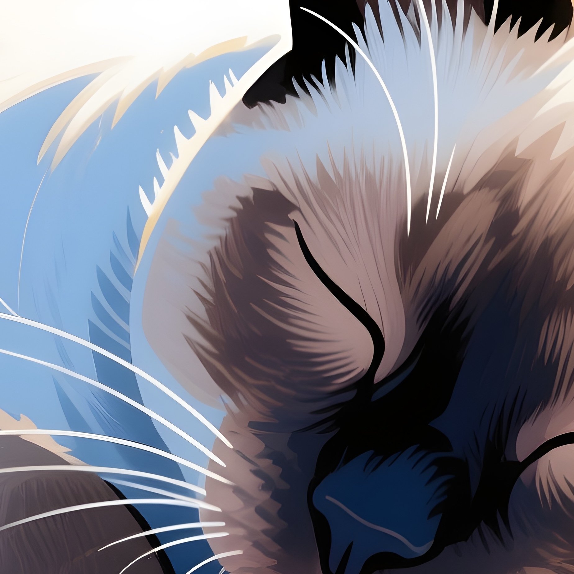 Cat Siamese Sleeping In A Sunbeam Illustration - Full Resolution Quality Preview
