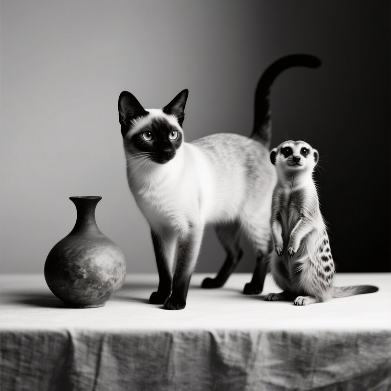 Cat Siamese Standing On Hind Legs Like Meerkat Science Fiction