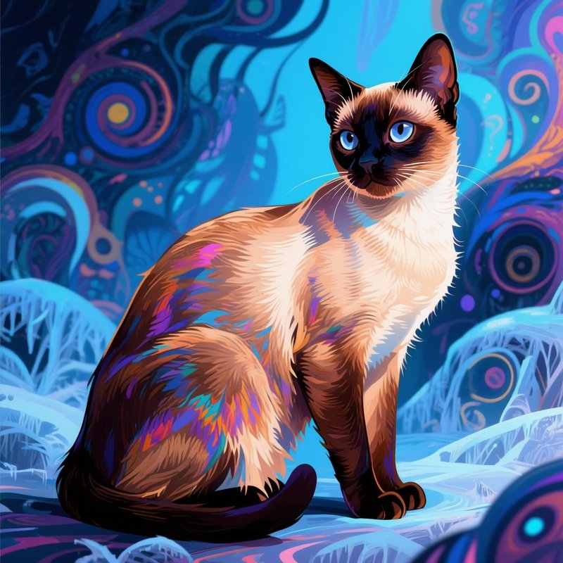 Cat Siamese Tongue Out Digital Art