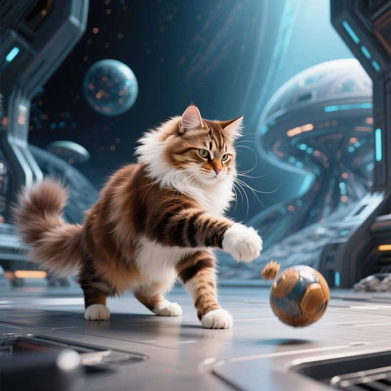 Cat_Siberian_Batting_At_Thing_With_One_Paw_Science_Fiction