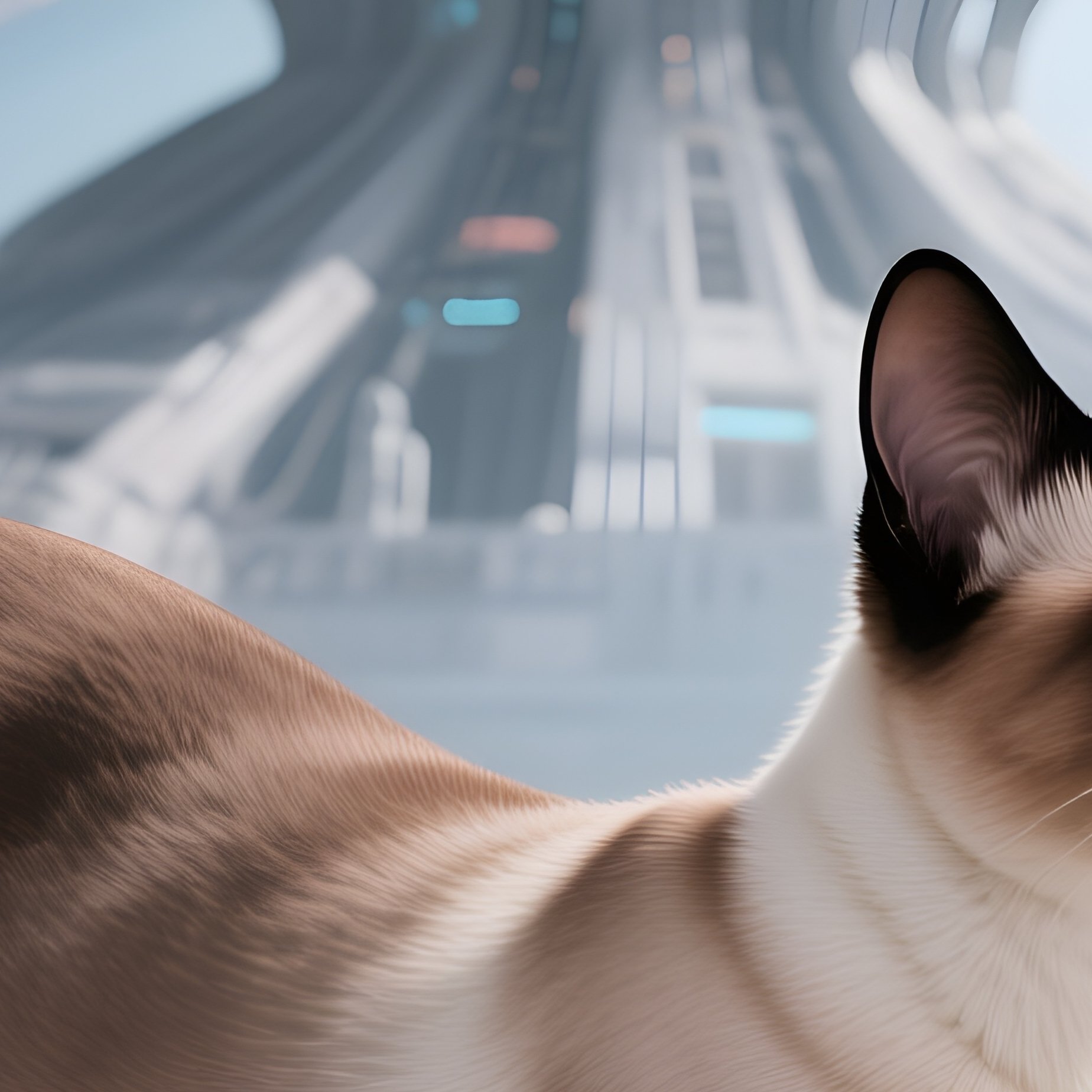 Cat Siemese Stretching With Arched Back Science Fiction - Full Resolution Quality Preview