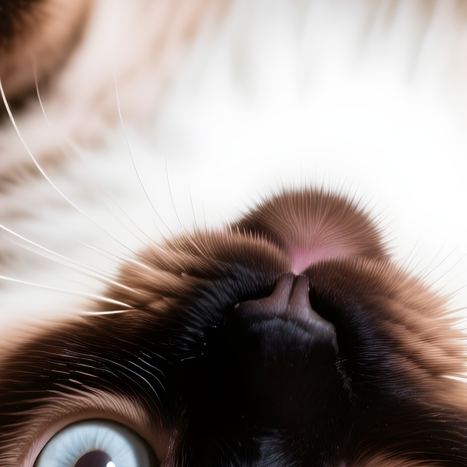 Cat Tonkinese Head Upside Down While Lying On Back - Full Resolution Quality Preview