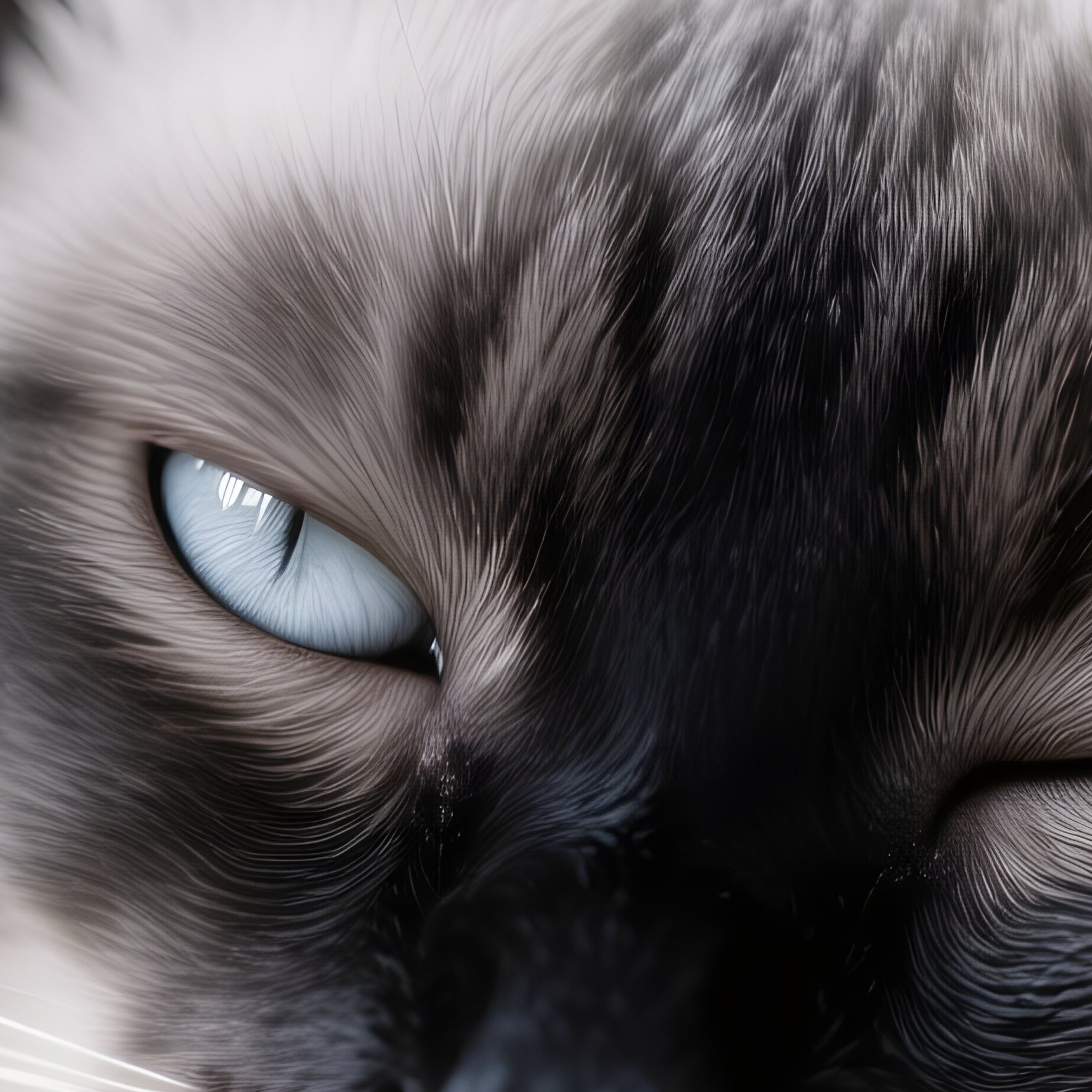 Cat Tonkinese One Eye Open During Nap - Full Resolution Quality Preview