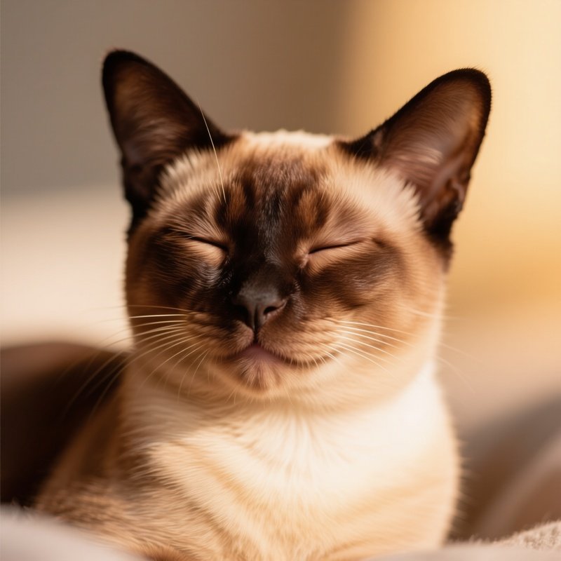 Cat Tonkinese Purring With Eyes Half Closed