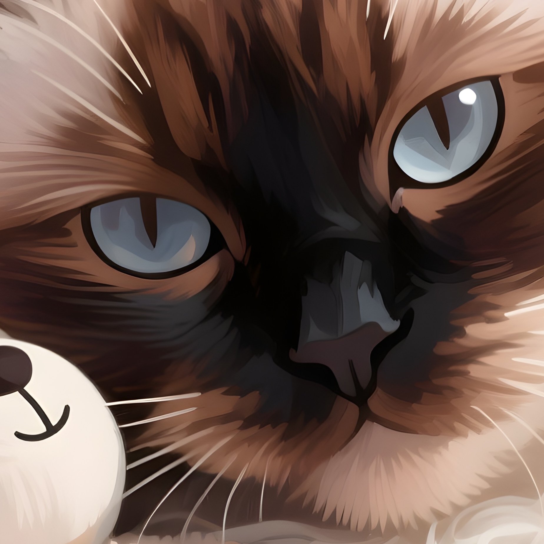 Cat Turkish Van Head Resting On Stuffed Animal - Full Resolution Quality Preview