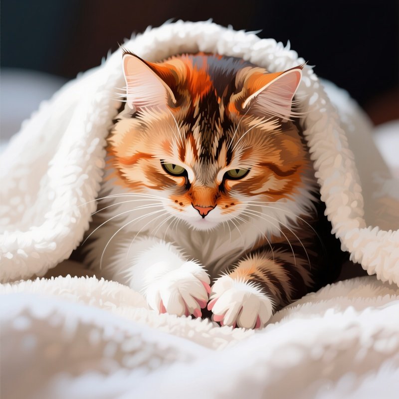 Cat Turkish Van Kneading Blanket Digital Art