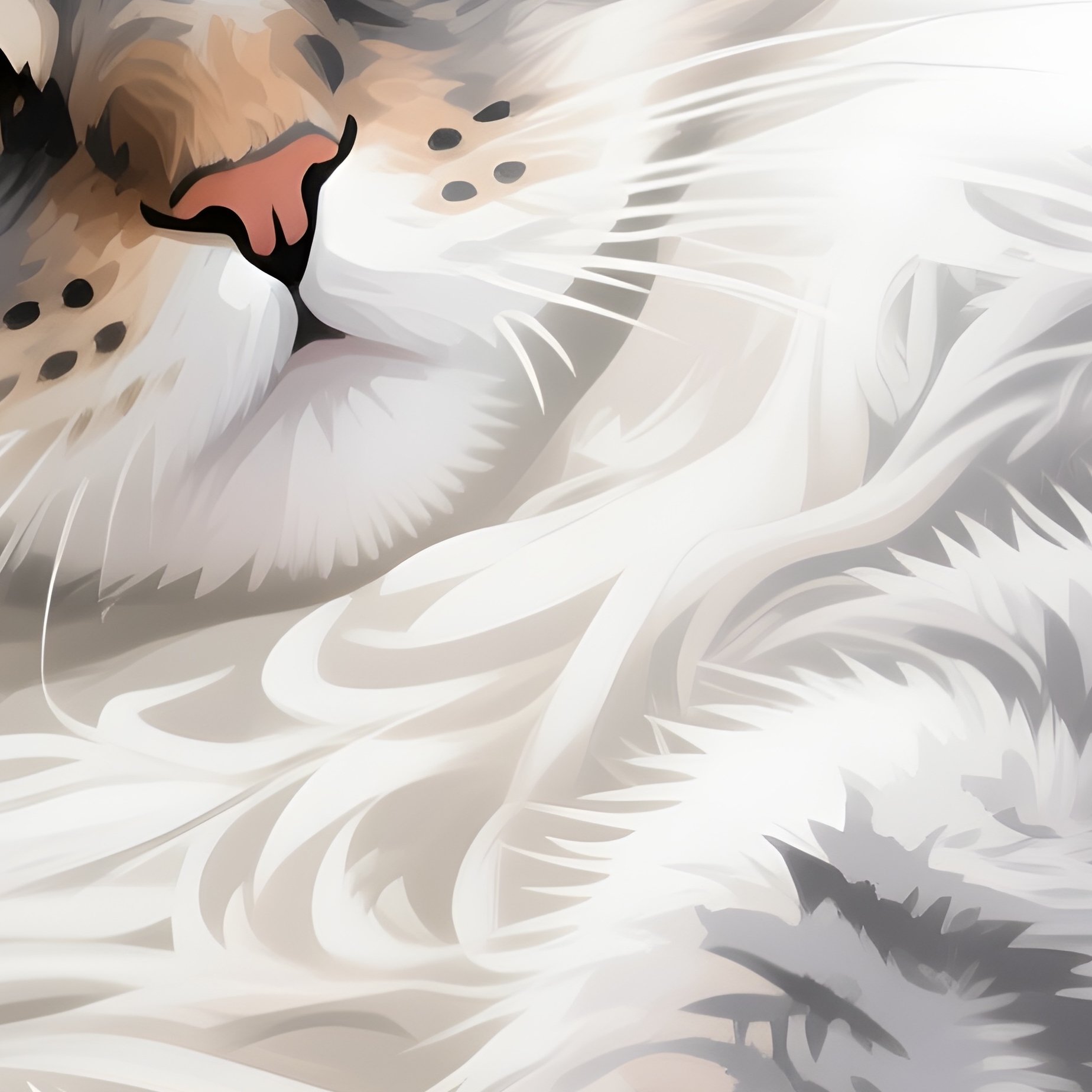 Cat Turkish Van Laying Side With Paws Curved Digital Art - Full Resolution Quality Preview