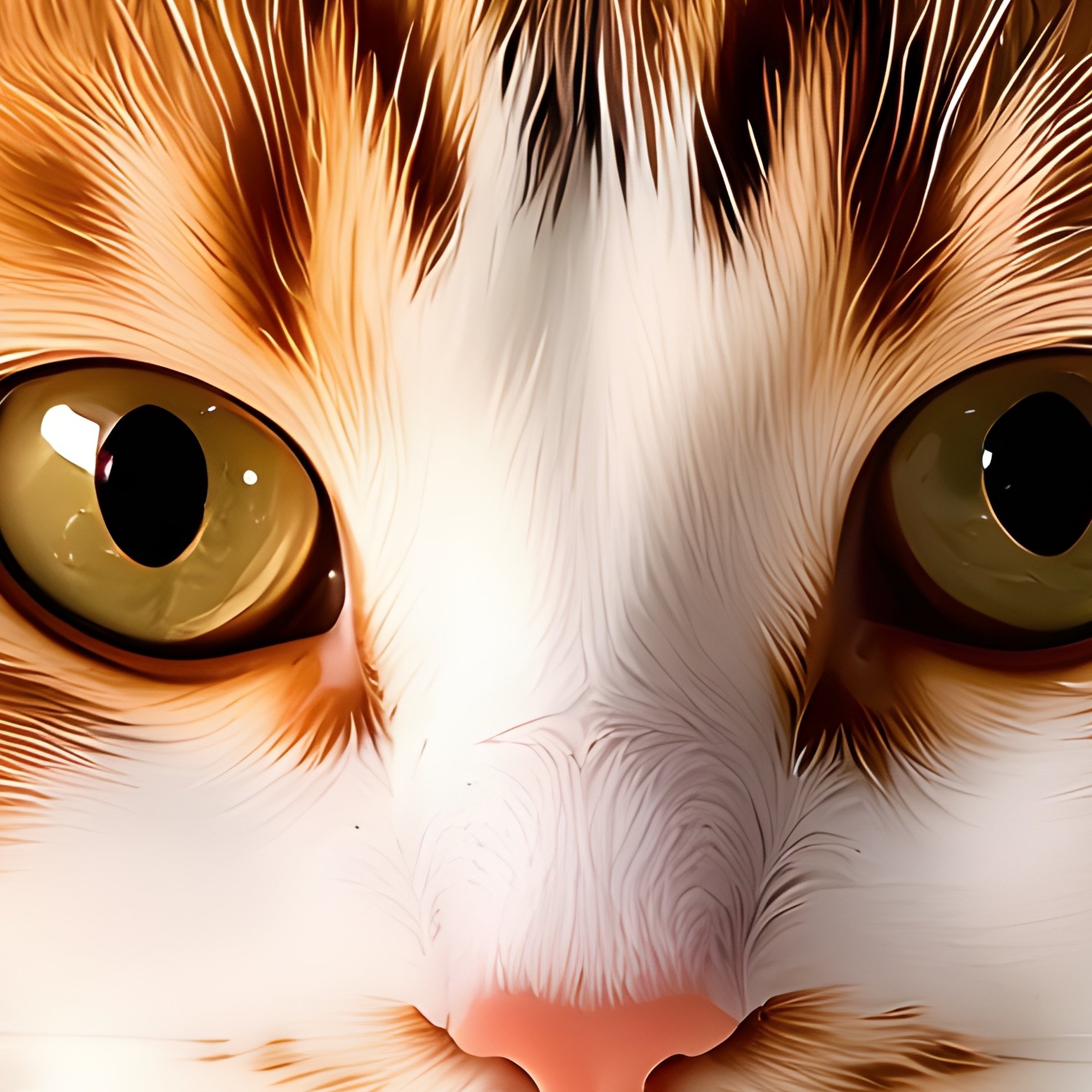 Cat Turkish Van Staring Intensely At Bug Light Reflection - Full Resolution Quality Preview