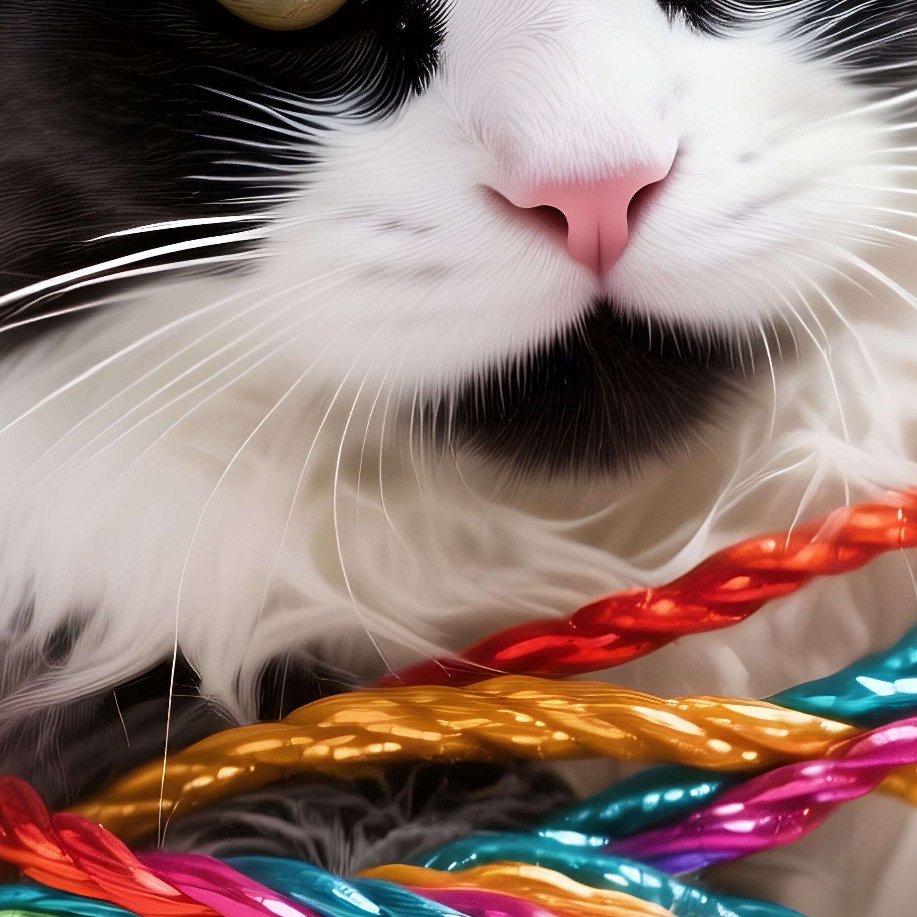 Cat Turkish Van Tangled String Ribbon - Full Resolution Quality Preview