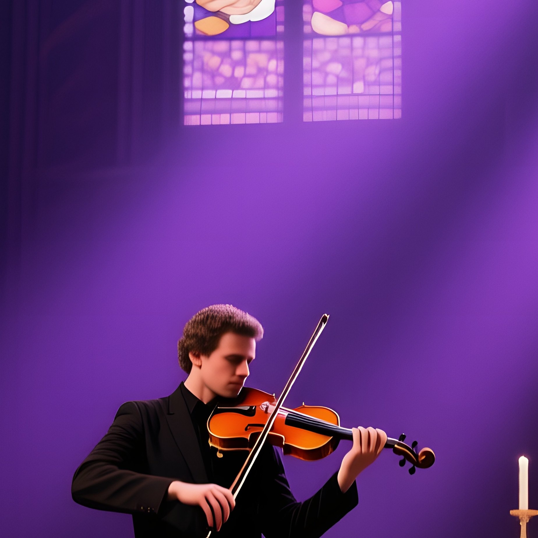Cathedral Nave Violet Twilight Violinist - Full Resolution Quality Preview