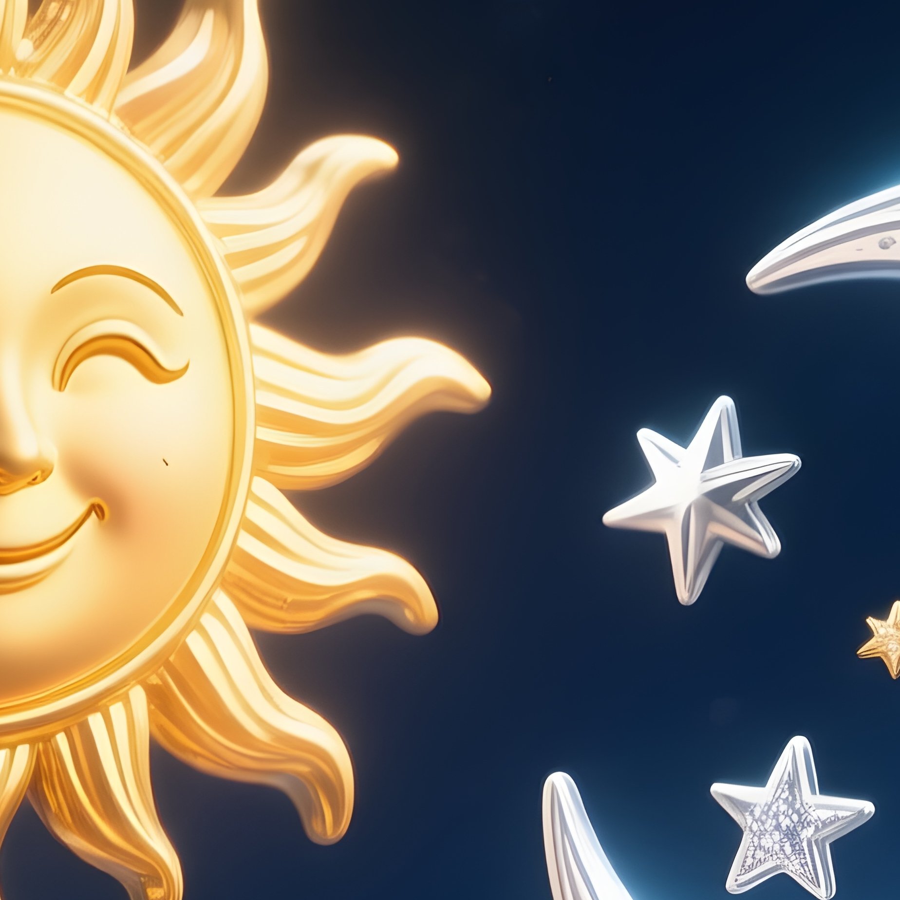 Celestial Earrings Suns Moons With Faces - Full Resolution Quality Preview