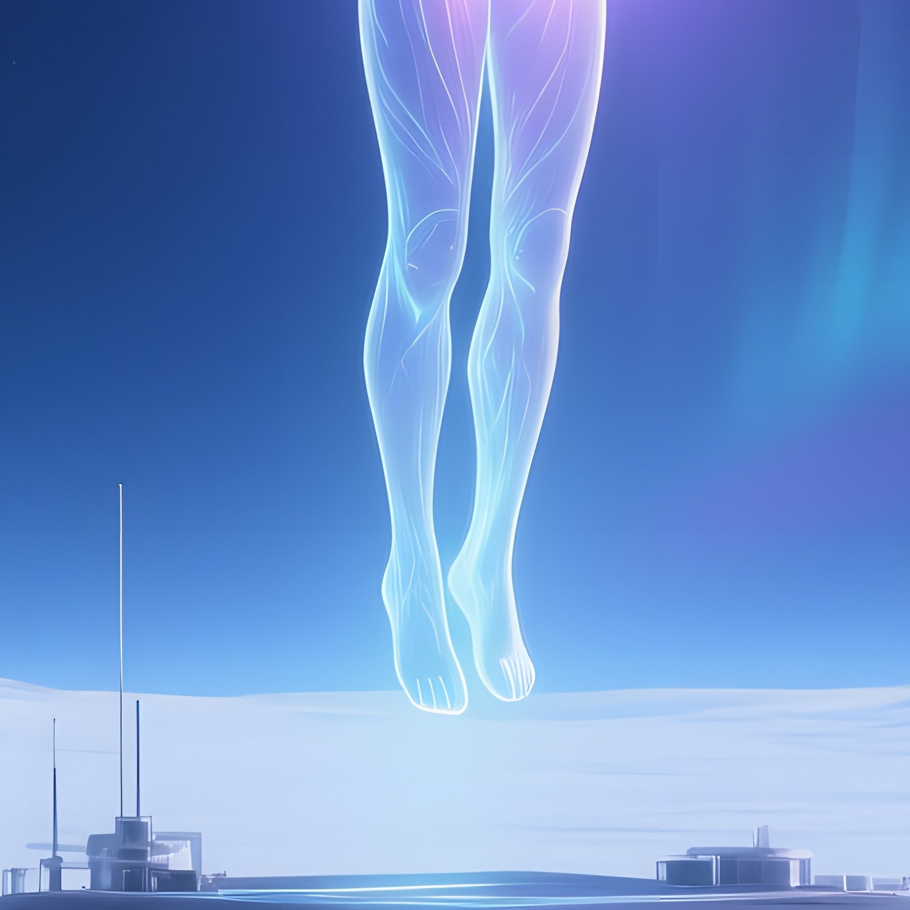 Celestial Messenger Delivering Glowing Orb To Futuristic Research Station On Icy Moon - Full Resolution Quality Preview