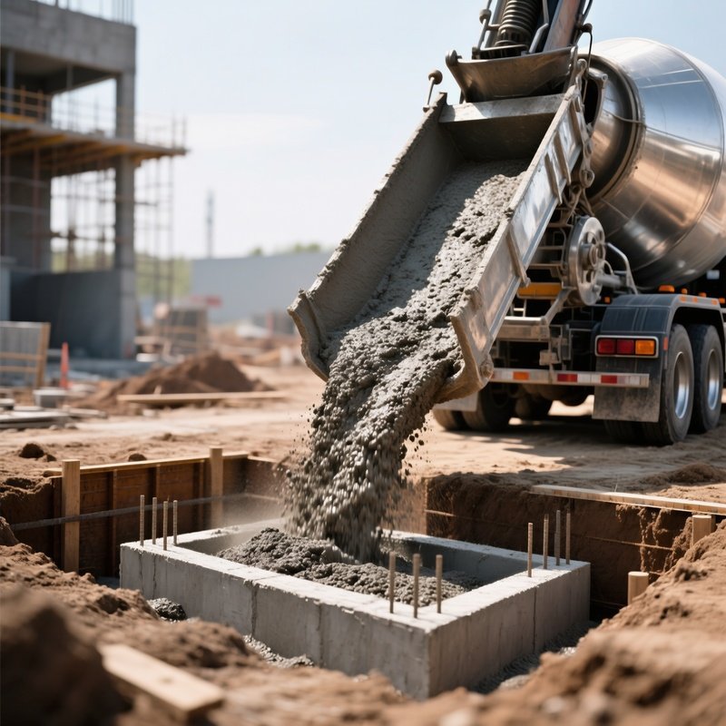 Cement Truck Unloading Mix Photorealistic Image