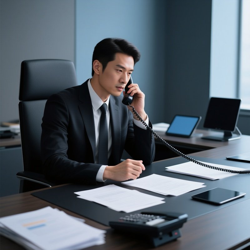 Ceo Making Phone Call Conference Room