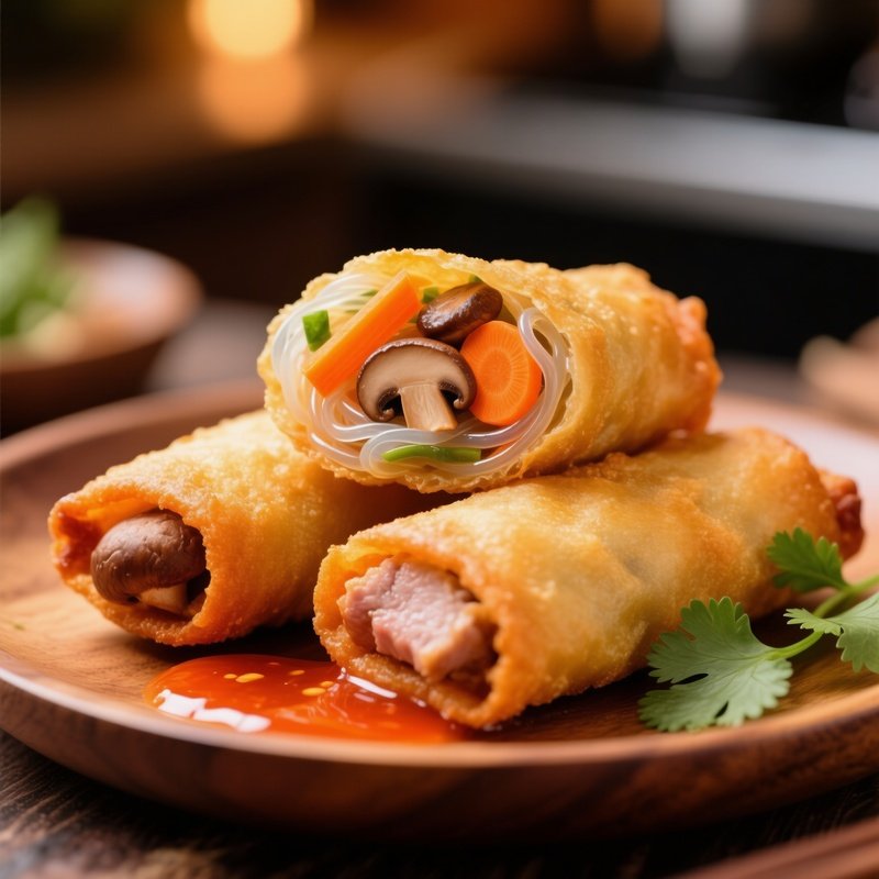 Chả Giò Fried Spring Rolls Filled With Pork Glass Noodles Carrot And Mushroom