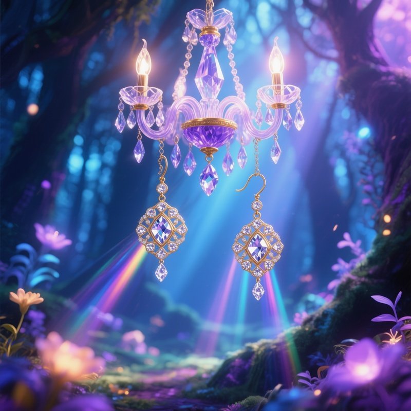 Chandelier Earrings Long Dangling Diamond Patterns Sway Catch Light Fantasy