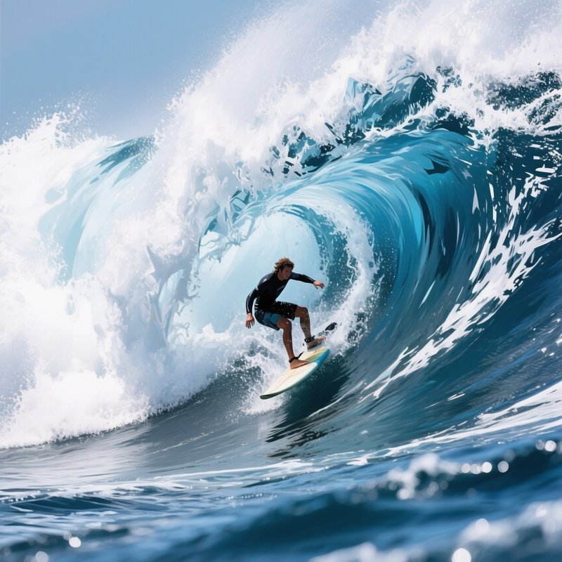 Charging The Big One Surfing Wave
