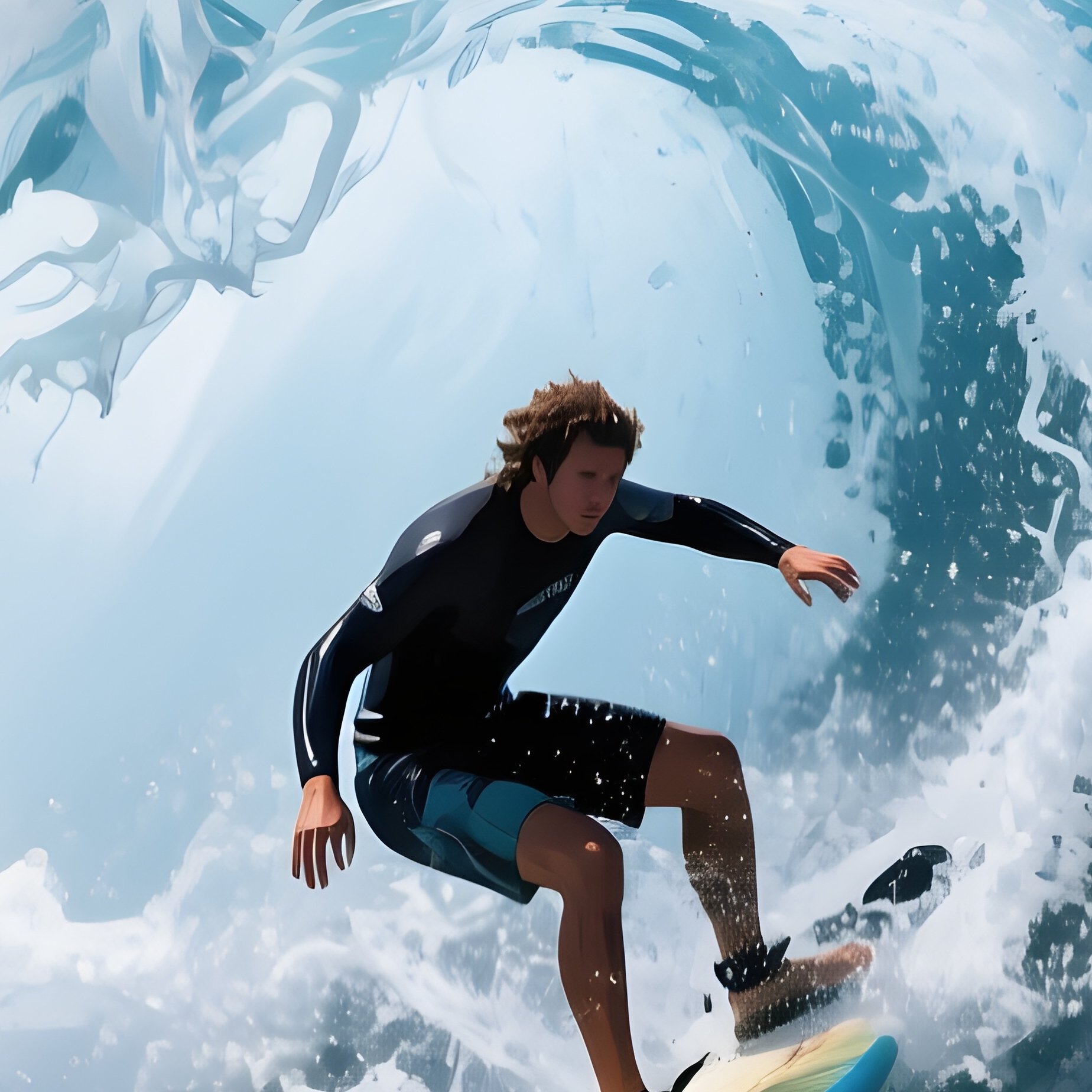 Charging The Big One Surfing Wave - Full Resolution Quality Preview