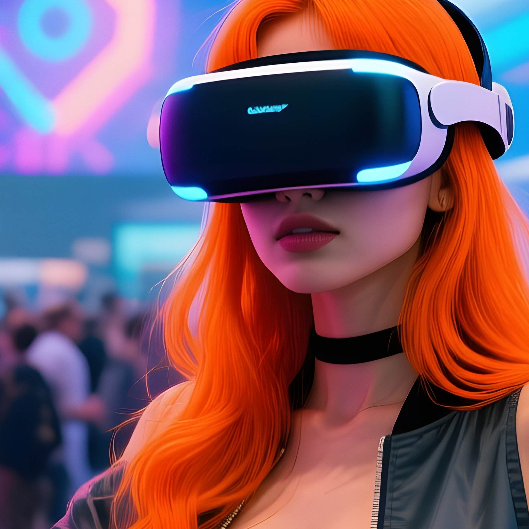 Charismatic Influencer Demonstrating Ar Headset At Tech Expo - Full Resolution Quality Preview