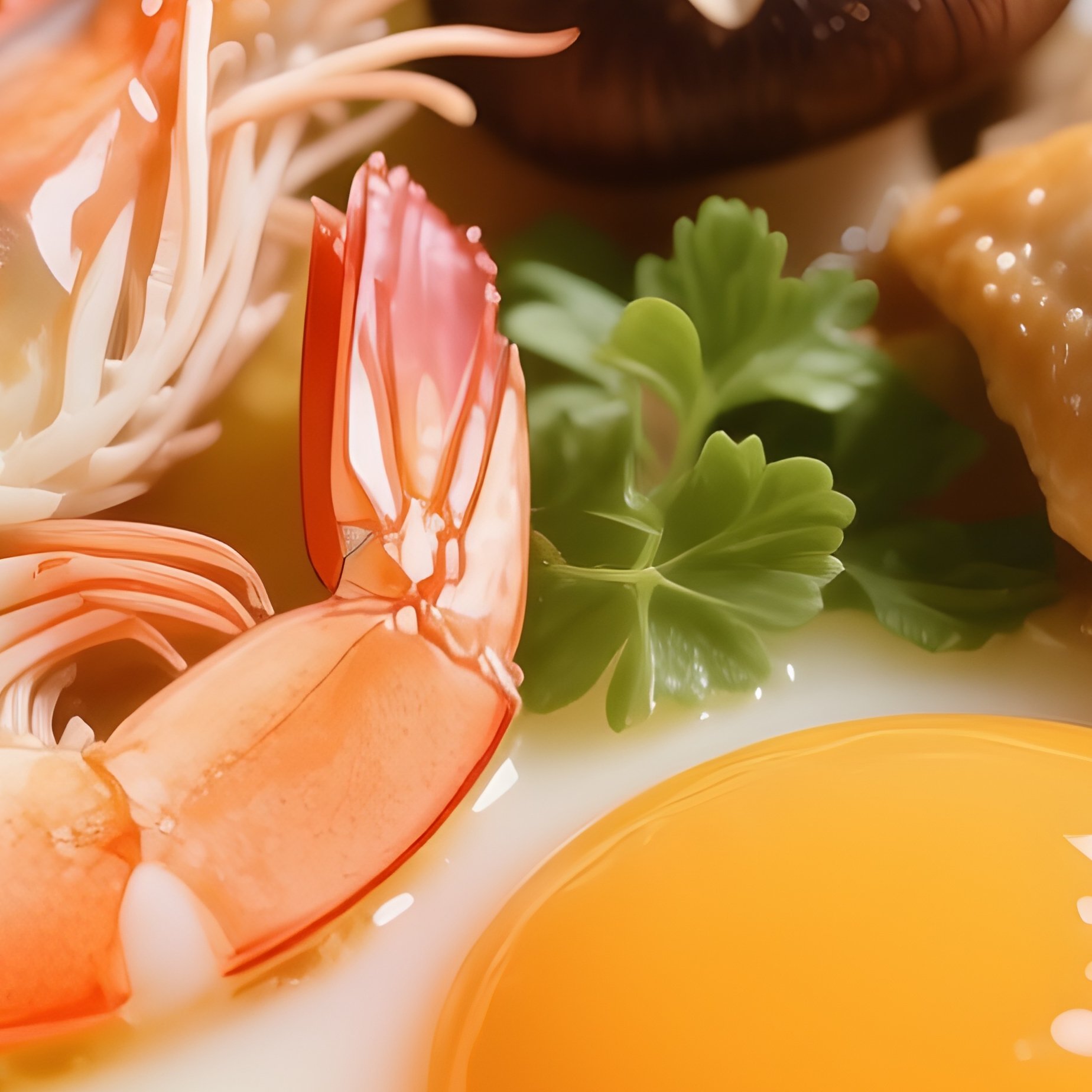 Chawanmushi Savory Steamed Egg Custard With Shrimp, Mushroom, And Chicken - Full Resolution Quality Preview