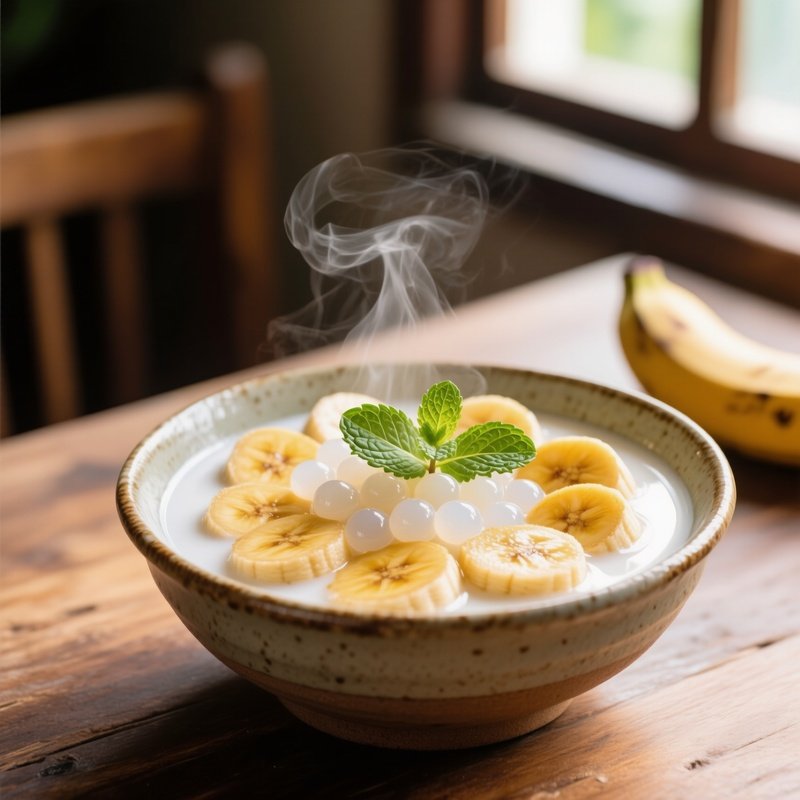 Chè Chuối Banana Dessert Cooked With Coconut Milk And Tapioca Pearls