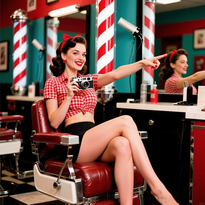 Cheeky Pin Up In Barber Shop