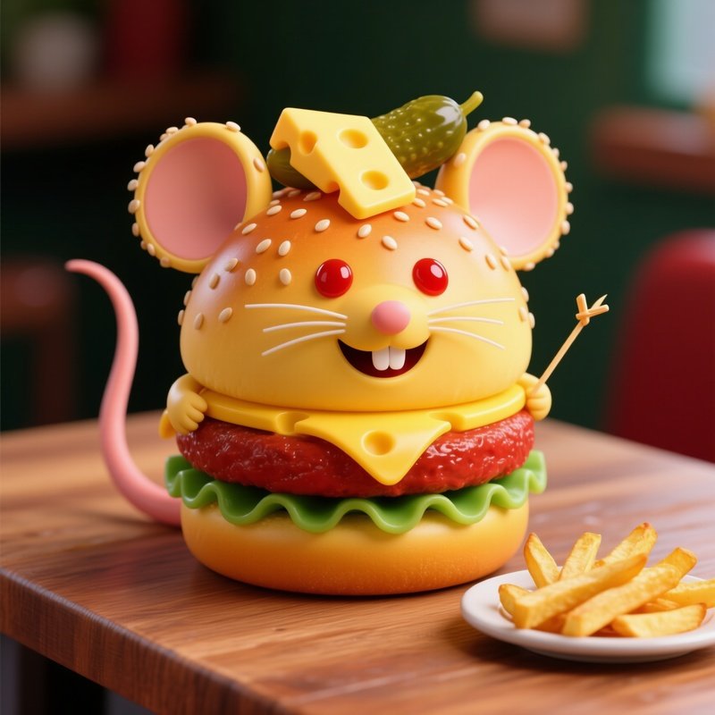 Cheeseburger Mouse Plastic Burger Shaped Mouse